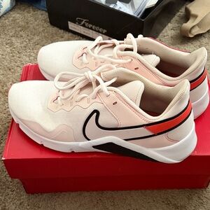 Nike Women's Light Pink and White Sneakers